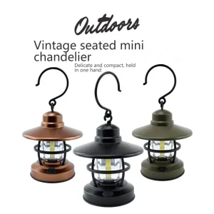 Retro Camping Tent Lamp Outdoor LED Waterproof Portable Battery-Powered ABS Lamp with Hanging Hole