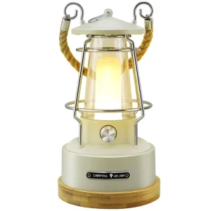 Retro Hanging Waterproof Rechargeable LED Camping Lantern for Hiking and Power Outages