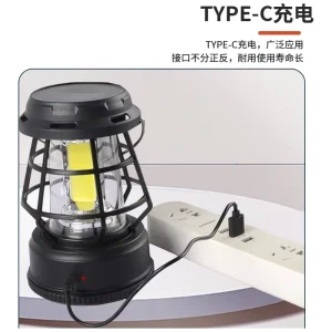 Retro Horse Lamp LED Stepless Dimming Portable Outdoor Multi-Functional IP68 Rated Waterproof USB/Solar Camping Lamp