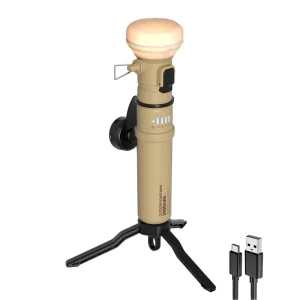 Retro LED Camping Lamp IP65 Rated Dimmable Lithium Battery Powered Outdoor Tent Light with Charging