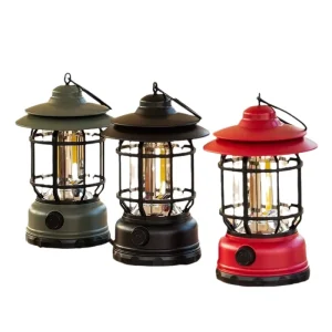 Retro LED Camping Lamp Rechargeable Stepless Dimming Rainproof Portable