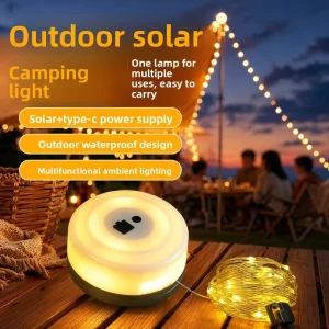 Retro Outdoor Camping Lighting Solar-Powered LED String Lights Waterproof Skylight Tent Decoration Ultra-Long Battery