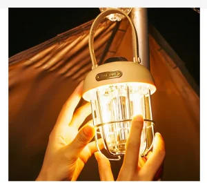 Retro Portable Rechargeable Camping Lantern with Push-Button Dimming