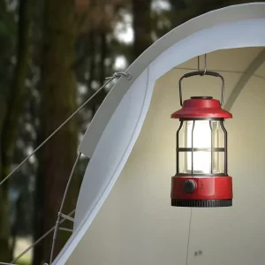 Retro Rechargeable Camping Lantern Yellow and White Light Portable for Hiking and Picnic