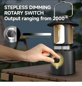 Retro Tower Camping Lantern, Rechargeable, USB Charging, Warm Light, Hanging Hook