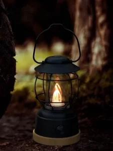 Retro Wireless USB Rechargeable Battery Waterproof LED Adjustable Changeable Colors Camping Lantern for Outdoor