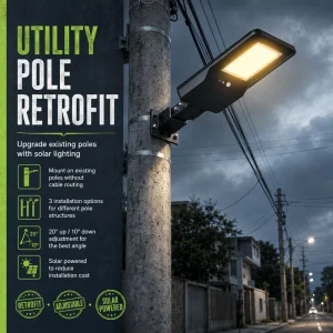 Retrofit Project 40W 6000LM 3CCT Adjustable IP65 Solar LED Security Road Light for Utility Pole Urban Street Parking Lot