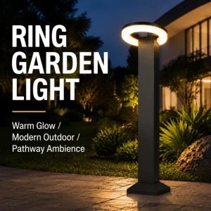 Ring Shaped LED Garden Path Light Warm Glow Modern Outdoor Landscape Soft Ambient Lighting for Walkway Yard Lawn