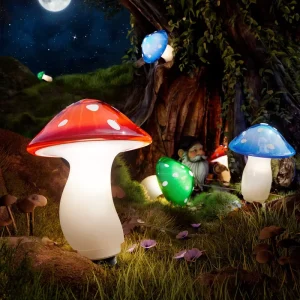 RoHS CE 8 Lighting Modes PC Outdoor Waterproof Solar Power Mushroom Lights for Garden Yard Fence Christmas Holidays