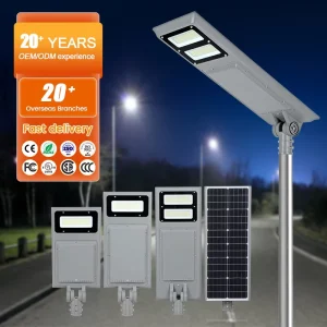 Road Construction IP65 Waterproof Aluminum LED 2700-6500K Color Temp 40W/60W/100W 120 Beam Angle Solar Street Light