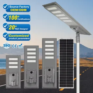 Road Garden Die-Cast Aluminum Motion Sensor 300w 400w 600w All in One Led Solar Street Light