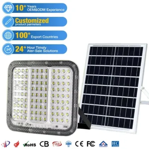 Robust ABS Solar Powered LED Floodlight 100W Emergency Backup Flood Light for Remote Area School Hospital Clinic Public Space