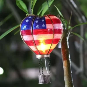 Romantic Heart Shaped American Star Shaped Hot Air Balloon Outdoor Solar Light
