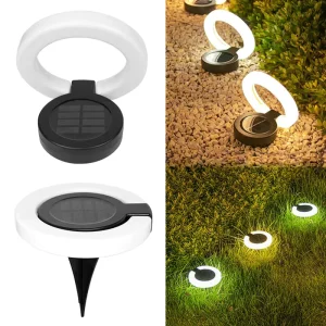 Rotatable Solar Ring Ground Light Waterproof Outdoor Landscape Spike Lamp for Garden Lawn Pathway Patio Decor