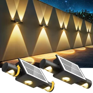 Rotating Adjustable Angle IP65 Water-Resistant Solar LED Wall Light for Outdoor Garden Courtyard