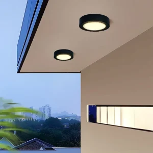 Round Aluminum Outdoor Surface-Mounted Ceiling Light for Balcony and Corridor