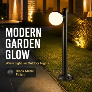 Round Ball 12W LED Lawn Light IP65 Waterproof Black Aluminum Outdoor Column Lamp for Community Terrace Garden Path