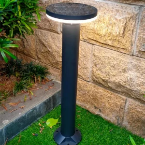 Round IP65 5W Outdoor Solar Led Lawn Bollard Lights Pathway Landscape Led Solar Bollard Light Three CCT with Remote Controller