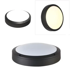 Round LED Bulkhead Light IK10 IP65 Outdoor Ceiling Fixture 30W 100 lm/W CE RoHS Certified