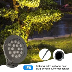 Round Waterproof Outdoor Garden Lighting Landscape Spotlight 18W Led Flood Light