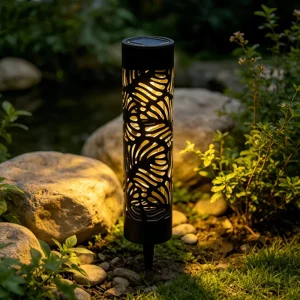 Rust Resistant Metal Solar Powered Pathway Light IP44 Waterproof Leaf Design Stake Lamp for Yard Driveway Landscape Lighting