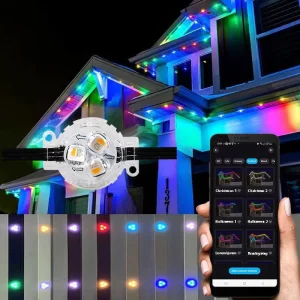 SHIJI Holiday Permanent Christmas Lights Track 30mm RGB RGBW Outdoor String Light UCS2904 12V Digital LED Pixel Dot Light