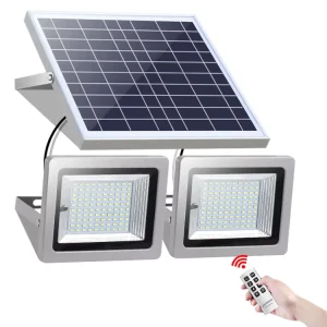 SL-388A Waterproof 36W LED Outdoor Solar Led Garden Dusk to Dawn Sensor Remote Two Lamps Flood Light IP65 Residential