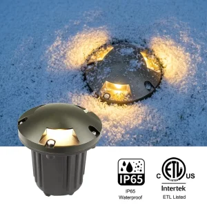 Safe 12V Outdoor Low Voltage Landscape LED Underground Brass Well Lights with Three Side Turret Design
