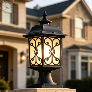 Sand Black Pillar Light Gate Light Classic Outdoor Garden Lights for Home Garden Landscape Lighting Bollard Light
