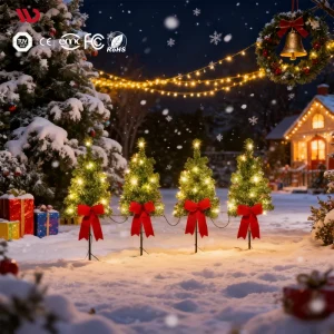 Set 4 Solar-Powered LED Christmas Trees Outdoor Waterproof Residential Landscape Lawn Lights Festival Decoration