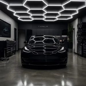 Shadowless Hexagonal LED Garage Light with Honeycomb Pattern for Detailing Workshops