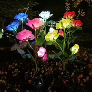 Simulated Rose Solar Garden Lawn Lights Outdoor IP65 Waterproof Landscape Lamp