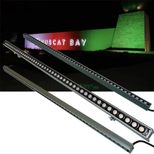 Slim 28mm DC24V 12-36W DMX512/WiFi RGBW 3000K-6500K Architectural LED Wall Washer Light for Building Facade and Hotel