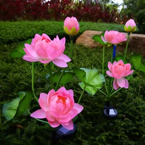 Small LED Lotus Flower Light Waterproof Solar Simulation for Outdoor Courtyard Garden Lawn & Ground Plug IP65 Rating