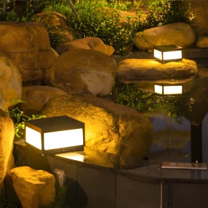 Small LED Solar Stake Light ROHS Certified IP65 Waterproof for Outdoor Garden Wall Gate Pillar Lawn with Warm White Light