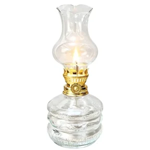 Small Vintage Retro Geometric Glass Kerosene Lamp for Camping, Living Room, and Bedroom Decor