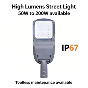 Smart AC LED Street Light with Photocell Sensor, IP67 Waterproof, Tool-Less Maintenance, 200W, High CRI 80