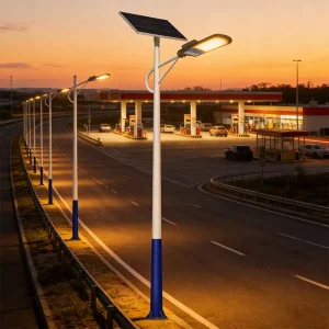 Smart Motion Sensor IP66 LED Solar Street Light 50W 100W 200W Die-cast Aluminum Remote Control Dimmable Lighting