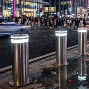 Smart Parking Lot Rising Bollard with App Control 304 SS Automatic Electric Post Driveway Security LED Indicator IP68