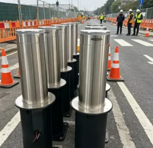 Smart Parking Lot Rising Bollard with Intelligent Control Box 304 Stainless Steel Automatic Electric Post for Driveway