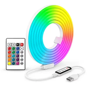 Smart RGB LED Neon Strip Light 24-Key IR Remote for APP USB PVC IP65 Bedroom Game Setup