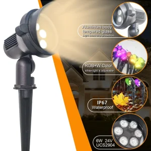 Smart RGBW Outdoor Garden Lights WiFi Control 6W 24V Low Voltage LED Landscape Lighting Aluminum IP67 Waterproof