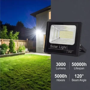 Smart Remote Control Solar LED Floodlight Weatherproof High Efficiency Outdoor Spotlight for Villa Courtyard Public Areas