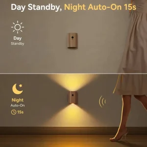 Smart Sensor Wall Light Wooden PIR Induction Lamp 120° Up-Down LED Rechargeable Magnetic Light for Hallway Staircase Kitchen