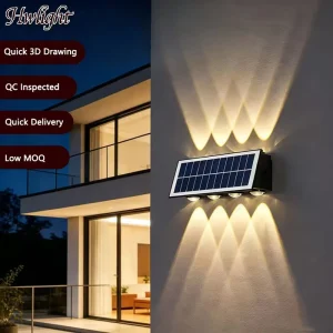 Smart Solar Outdoor LED Wall Washer Light, Waterproof Garden Sconce, IP65, Custom OEM