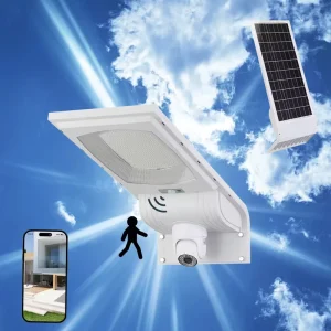 Smart Solar Street Light 300W with Camera, WiFi Control, Auto On/Off, and IP65 Waterproof Rating