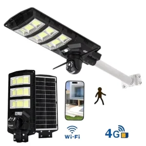 Smart Solar Street Light with APP Control IP65 Waterproof WiFi Camera PIR Motion Sensor Wireless Outdoor Security Lighting