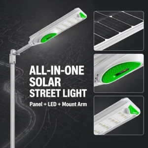 Smart Time Control Automatic LiFePO4 500W IP38 All in One LED Solar Panel Street Lights Outdoor ABS Lamp Body for Garden Park
