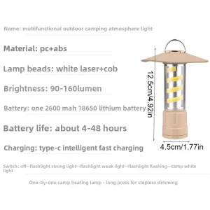 Soft Glow LED Camping Atmosphere Lamp Portable Hanging Design IP44 Waterproof Tent Lantern
