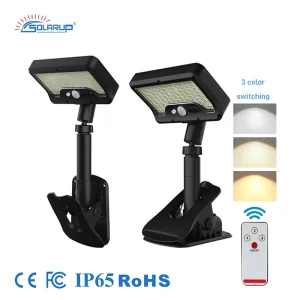 Solar 3 CCT Clip Light Remote Control Outdoor Motion Sensor LED Garden Camping Patio USB Rechargeable Tool Free IP65